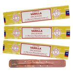 Satya Nag Champa Vanilla Incense Sticks | x3 pack | with SAMASIA incense sticks holder | Used for Aromatherapy, Spa, Yoga, Weddings, Meditation, Healing, Positivity and Relaxation