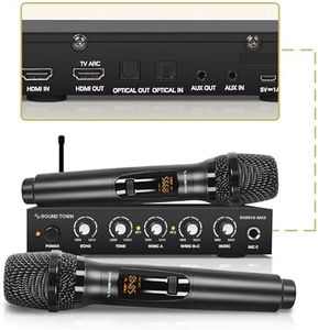 Sound Town Wireless Microphone Karaoke Mixer System with HD Audio Return Channel, Optical (Toslink), AUX, Supports Smart TV, Media Box, PC, Bluetooth, Soundbar, Receiver (SWM16-MAX)