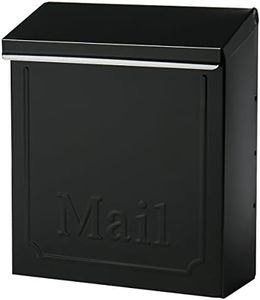 ARCHITECTURAL MAILBOXES Townhouse Vertical Small Capacity Letterbox, Galvanized Steel Wall Mount Mailbox, 4.1 x 8.6 x 10.1 inches, Black