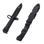 TOONOL Tactical Combat Training Rubber Dummy Knife Bayonet with Scabbard/Sheath for M4/M9/M16 Airsoft Pistol (Black-1)