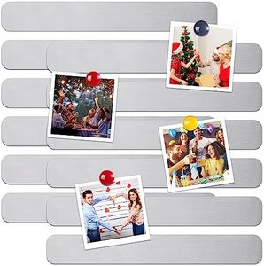 Blulu 12 Pcs Magnetic Stainless Iron Board Strips Bulletin Bar Board Metal Strips for Magnets Metal Board for Magnets Display for Wall Metal Strips with Adhesive Backing for Home Office School, Silver