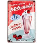 Nostalgic-Art Retro Tin Sign Milkshake – Gift idea for USA & Diner fans, Metal Plaque, 20 x 30 cm