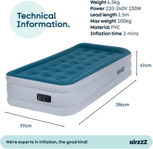 airzzZ Slumber Plus Air Bed – Inflatable Guest Mattress
