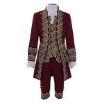 1791's lady Men's Victorian Fancy Outfit 18th Century Regency Tailcoat Vest Halloween Costume (S, Red)