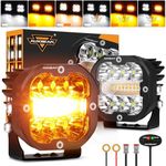 Auxbeam 6 Modes Amber White LED Pods XP-Ultra Series 3Inch 96W Dual Color Strobe Lights Spot Flood Combo Amber Fog Lights Offroad Ditch Lights Flashing/Warning/Emergency Function, Pair