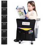 Essex Wares - Pack of 6 Chair Pockets for Classrooms, Black 17" Wide x 19.7" Tall - Spacious Student Chair Pockets - Chairback Pocket Chart - Classroom Chair Pockets Suitable for Most Classroom Chairs