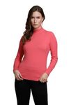 Global Republic Knit Regular Fit Turtle Neck Full Sleeves Skivvy for Women (Hot Pink, L/XL)