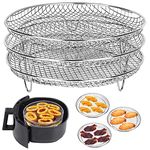 Air Fryer Rack Round, Three Layer Air Fryer Accessories Stackable Air Fryer Racks Stainless Steel Dehydrator Rack Air Fryer Basket Tray Grilling Rack Fits Most 4.2QT - 5.8QT Air Fryers Oven