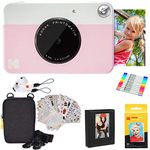 Kodak Printomatic Instant Camera (Pink) Gift Bundle + Zink Paper (20 Sheets) + Deluxe Case + 7 Fun Sticker Sets + Twin Tip Markers + Photo Album + Hanging Frames + Comfortable Neck Strap