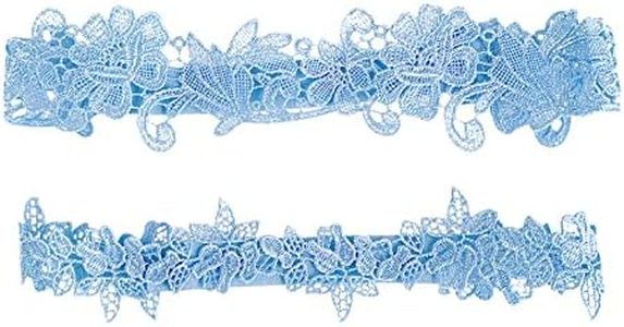 AWOCAN Wedding Garter Flower Lace Elastic Bridal Garters,Blue Bridal Stocking Ornaments for Bridesmaid Wedding Decoration, C, One size