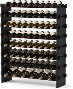 Bamboo Large Wine Rack, 8-Tier Freestanding Floor Bottle Storage Holder