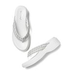 Marc Loire Women's Embellished Slip-On Platform Heel Fashion Sandal for All Occasion (White, 8)