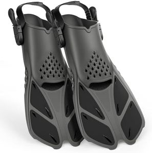 Travel Snorkel Fins, Short Adjustable Swim Flippers for Adults & Kids, Open Heel Design for Snorkeling, Diving & Swimming