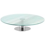 GEEZY Rotating Glass Cake Stand Serving Plate Revolving Cupcake Decorating Cup Cake Turntable Round Stainless Steel Display Perfect for Cake Decoration Icing Cream Fondant Baking Afternoon Tea 30cm