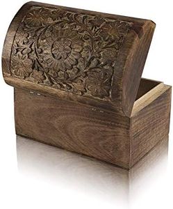 Great Birthday Gift Ideas Handmade Decorative Wooden Jewelry Box Treasure Box Jewelry Organizer Keepsake Box Treasure Chest Trinket Holder Lock Box Watch Box 9 x 6 Inch (Brown)