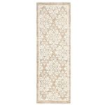 Town & Country Everyday Walker Damask Medallion Everwash™ Washable Multi-Use Decorative Rug, Tufted Kitchen Runner Rug, Low-Profile Door Mat,Bath Rug with Non-Slip Backing, Beige, 24"x72"