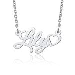 GMXLin Lily Name Necklace with Heart Initial Personalized Custom Stainless Steel Pendant Jewelry for Women Girl Mom Grandma Sister