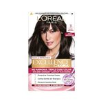 L'Oréal Paris Permanent Hair Colour, Radiant At-Home Hair Colour with up to 100% Grey Coverage, Pro-Keratin, Up to 8 Weeks of Colour, Excellence Crème, 3 Natural Darkest Brown, 72ml+100g