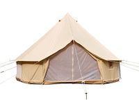 Safaricamping outdoor four-season family camping waterproof bell tent with zipped groundsheet (beige cotton canvas tent, diameter 4m)