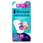 Because Premium Incontinence Booster Pads for Men and Women, Adds Extra Absorbency to Adult Diapers, Super Soft, Adhesive Strip Backing, Unisex, 20 Boosters