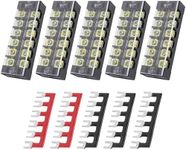 BlueStars 5 Packs 6 Positions Terminal Strip Blocks 600V 25A with Cover and 5 Packs 400V 25A 6 Positions Pre-Insulated Terminals Barrier Strip Used for Home Electrical Project