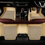 AutoZing® Premium 7D Car Floor Mat Full Set for Mercedes Benz Gls 400D 2020, Luxury Leather with Detachable Curly/Grass Car Foot Mat with Heal Pad, 100% Waterproof & Anti-Skid (Beige Beige)