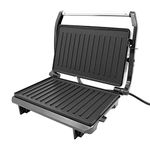 Quest 34340 Panini Press and Grill Sandwich Maker/Compact Stainless Steel Design/Non-Stick Hotplates/Cool Touch Floating Hinge Handle/Automatic Temperature Control