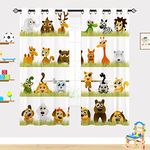 YUANZU Cartoon Animals Curtains - Kids Jungle Boys Girls Zoo Forest Family Print Pattern Eyelet Blackout Thermal Insulated Window Drapes for Nursery Baby Bedroom Playroom 2 Panels W168cm x D137cm