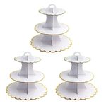 Cardboard Cupcake Stand 3 Pack, 3-Tiered Cardboard Cupcake Stand Paper Cake Stand Dessert Tower Great for Birthday Party, Baby Shower, Wedding and Anniversary