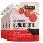 Broya Beef Bone Broth | Premium 100% Grass Fed Beef with Collagen Protein | Paleo, Keto and Gluten-Free | Perfect for Sipping, Soup and Cooking Stock | Tomato & Smoked Paprika (4 Packets)