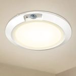 RAWNICE Motion Sensor Ceiling Light,Battery Operated Sensor Light Indoor,6.5'' Wireless LED Lights for Shed Loft Porch Toilet Garage Stair Hallway Cupboard Warm Light 210LM