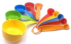 INKULTURE Plastic Measuring Cups and Spoon Set with Ring Holder| 10 Piece Set | Multicolor