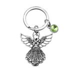 BNQL Guardian Angel Keychain with Birthstone Memorial Key Chain Personalised Gift, Large, Metal