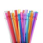 AUMA 30-Pack Reusable Plastic Drinking Straws, 10.5 inches Long Colored Tumbler Replacement Straws with Cleaning Brush