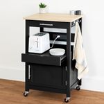 Best Choice Products Rolling Kitchen Island Cart, Single Door Cabinet w/Drawer, Sliding Tray, Hidden Outlet, Hooks, & Lockable Wheels