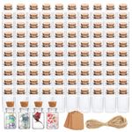 Kingrol 100 Pack 20ml Cork Stoppers Glass Bottles, Wishing Bottles, Mini Storage Bottle for Arts, Crafts, Decoration, Party Favors