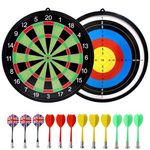 17“ Safe Magnetic Dartboard Set Double Side with 12 Darts for Parties, Home, and Garden Fun