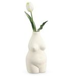 Navaris Female Form Vase - Ceramic Bum Vase for Flowers - Curvy Body Woman Shaped Home Decor Flower Holder - 8 cm x 8 cm x 16 cm (3.2" x 3.2" x 6.3") - Natural