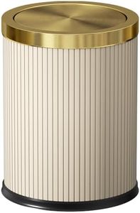 LEASYLIFE White Gold Bathroom Trash Can,Bedroom Garbage can with lid，Modern Trash Can with Flipping Lid, 4gallon,Garbage cans for Kitchen，Living Room (15L-White)