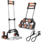 Keyoung Aluminium Stair Climber Sack Truck Foldable Weight Capacity of 80 kg Extra Long Handle 110 cm Includes 2 Expander Ropes