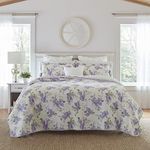 Laura Ashley Home - Keighley Collection - Quilt Set - 100% Cotton, Reversible, Lightweight Bedding with Matching Sham(s), Pre-Washed for Added Softness, King, Lilac