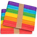 ZOENHOU 100 PCS 6 Inch Colored Popsicle Sticks, Natural Wood Lolly Craft Sticks, Colored Wooden Craft Sticks Rainbow Popsicle Sticks Jumbo for DIY Craft, Model Making, Art Supplies