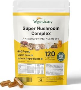 Mushroom Complex 6 Lions Mane Mushroom Supplement 120 Capsules High Strength Vegan Supplement with Lions Mane, Reishi, Chaga Mushroom Powder, Shitake, Cordyceps & Maitake (120 Capsules)