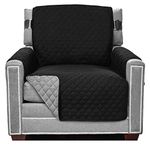 Sofa Shield Patented Chair Slipcover, Reversible Tear Resistant Soft Quilted Microfiber, 23” Seat Width, Durable Furniture Stain Protector with Straps, Washable Cover for Dogs, Kids, Black Gray