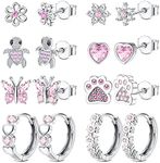 HAIAISO 8 Pairs 925 Sterling Silver