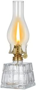 Large Chamber Oil Lamp, Square Glass Clear Kerosene Lamp Lantern Indoor Decorative Vintage Hurricane Lamp Oil Lantern with Adjustable Fire Wick for Home Indoor Use 11 Inch