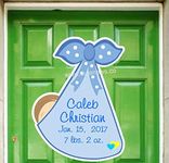 It's a Boy Stork Bundle Announcement Sign, Personalized Name & New Birth Stats Keepsake, Welcome Home Newborn Door Decoration, Hospital Wreath, Custom Gift, Oh Baby Art, Outdoor Decor Card, Blue