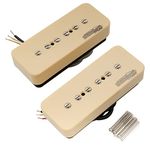 Wilkinson M Series Stacked P90 Soapbar Ceramic Magnet Humbucker Sized Single Coil Pickup Neck Bridge Pickups Set 10K/16K for SG/LP Style Electric Guitar, Cream