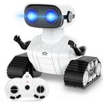 Dhapy Robot Toys, Rechargeable Remote Control Robot Toys for Kids, 2.4Ghz RC Robot Toys with Music and LED Eyes, Gifts for Boys and Girls Ages 3+ (White)