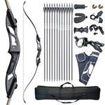 D&Q Recurve Bow and Arrow Set Adult Kit Archery Hunting Target Practice Competition Survival Longbow Package 30 35 40 45 50 lbs Right Handed with Bow Case Stringer Arrow Quiver (30 pounds)